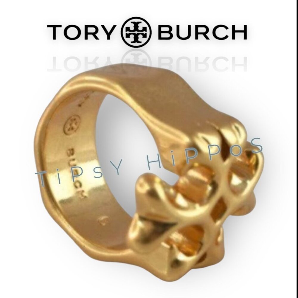 Tory Burch Roxanne Gold Ring - SIZE 8 - Picture 3 of 6
